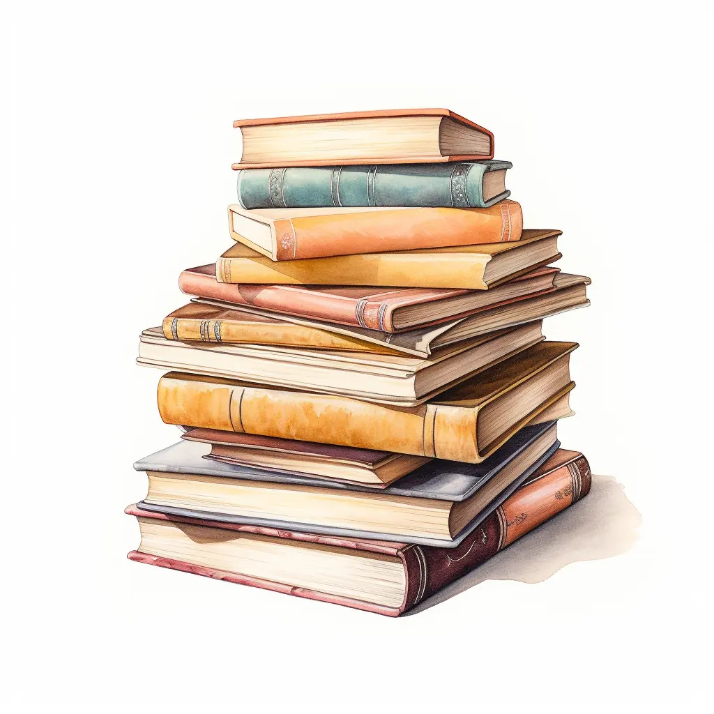 Bunte Bücher aufeinander gelegt Weiße Oberfläche mit Büchern und Stadt darauf.