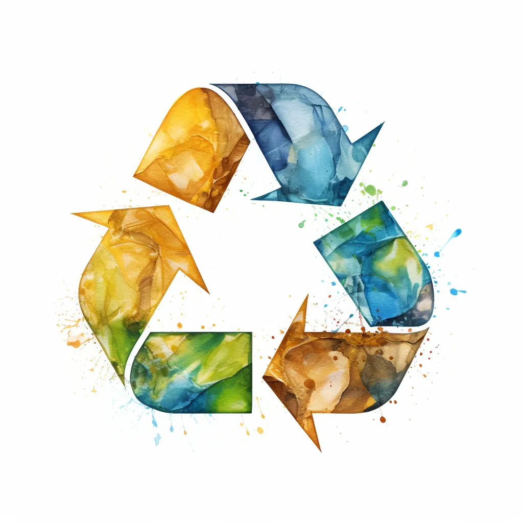 Ein beiger Untergrund mit einem Zeichen für Recycling Ein beiger Untergrund mit einem Zeichen für Recycling